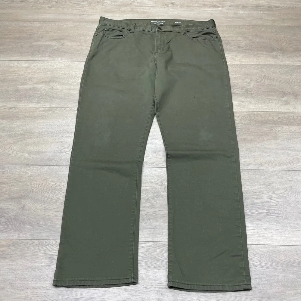 Banana Republic Traveler Pant Men 38x32 Rich Olive Slim Fit S/494005